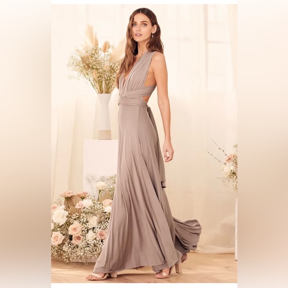 Tricks of the Trade Taupe Convertible Maxi Dress XS